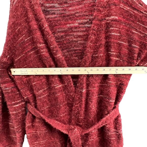 Knox Rose Cardigan Sweater Womens XL Burgundy Red Fuzzy Eyelash Tie Front Cozy - Picture 7 of 15